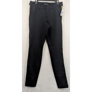 Old Navy sz 2 Pixie Pants ponte knit black & gold line on sides stretchy 0458